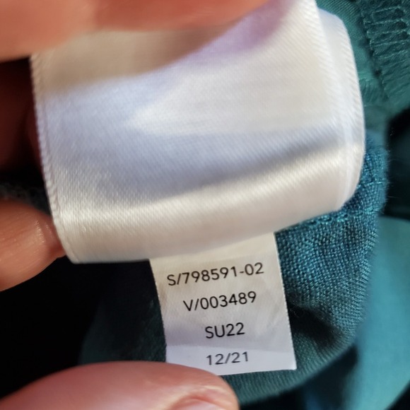 Athleta Womens Linen Wide Leg Pants Size 0 Teal‎ Cropped Beach Travel Resort - Picture 9 of 15